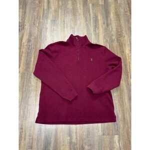 Polo Ralph Lauren Mens Quarter Zip Pullover Burgundy Cotton Sweater Mock Neck XL